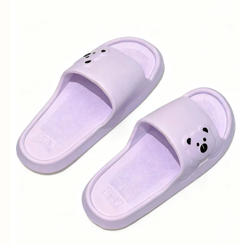 Summer Cartoon Bear Indoor Slippers Women Lightweight Soft Eva Slides Woman Comfort Home Bathroom