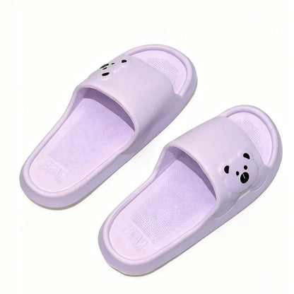 Summer Cartoon Bear Indoor Slippers Women Lightweight Soft Eva Slides Woman Comfort Home Bathroom