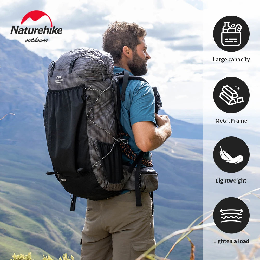 Naturehike 60+5L Waterproof Hiking Backpack – Ultralight Climbing Travel Bag
