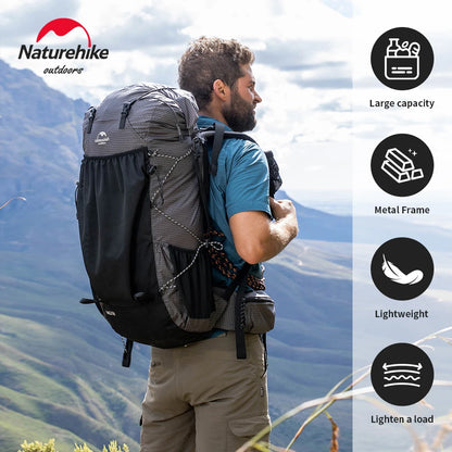 Naturehike 60+5L Waterproof Hiking Backpack – Ultralight Climbing Travel Bag