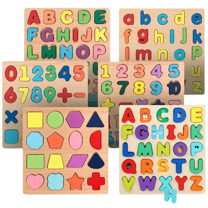 Wooden Alphabet & Number Puzzle Board – Montessori Learning Toy for Kids