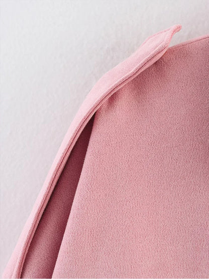 Women's Oversized Suede Bomber Jacket – Long Sleeve Zip-Up Coat