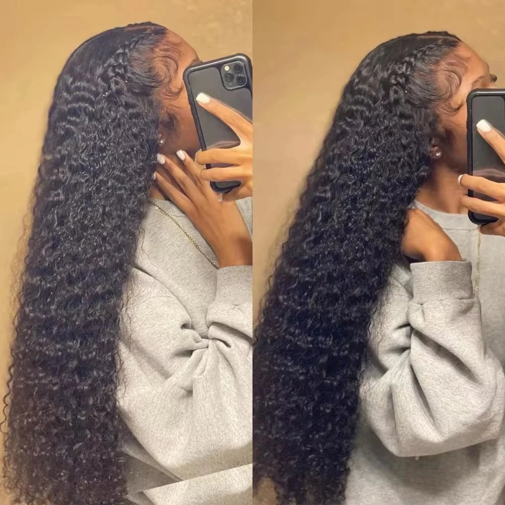 13x4 13x6 Hd Transparent Lace Deep Wave Frontal Wig 40-42inch Jerrlycurly Front Humanhair Curly