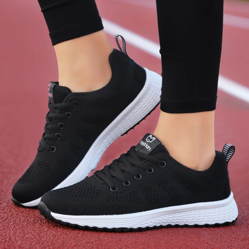 Women's Mesh Sport Sneakers – Lightweight Lace-Up Running Shoes
