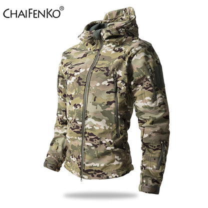 Men's Tactical Soft Shell Jacket – Waterproof Fleece Hooded Coat
