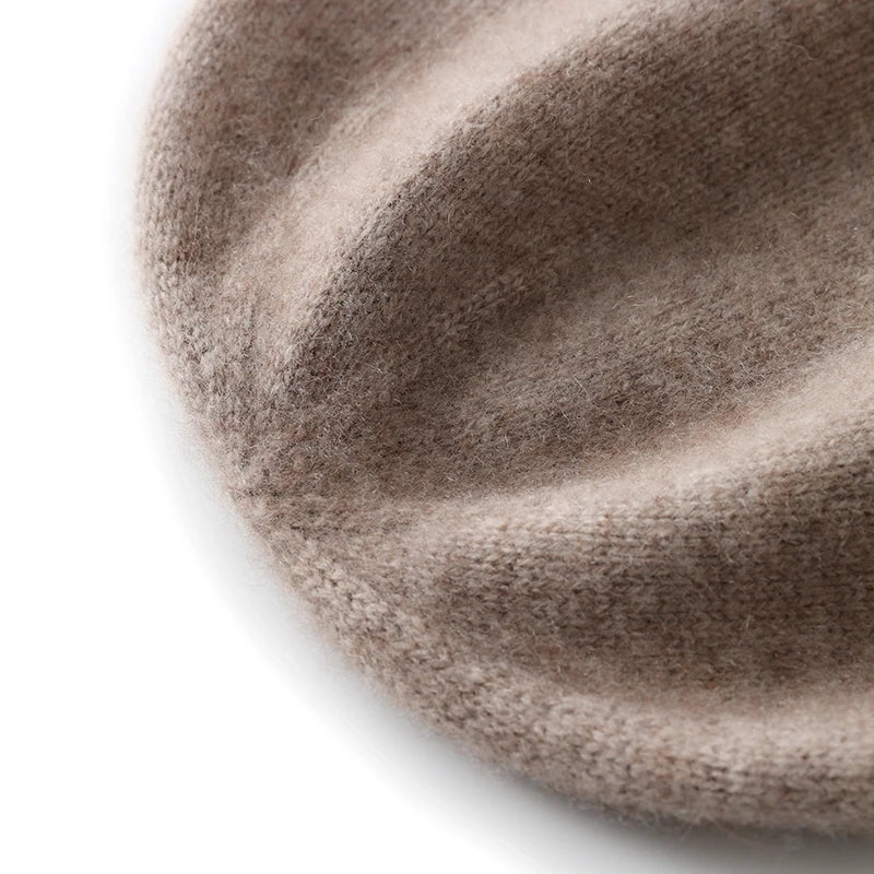 100% Cashmere Knit Beanie – Luxury Winter Hat for Women & Men