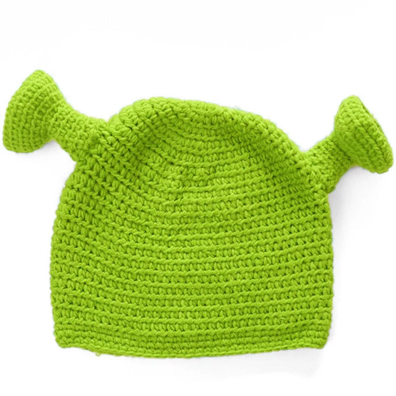 Funny Shrek Knit Beanie – Novelty Monster Ears Winter Hat for Adults & Kids