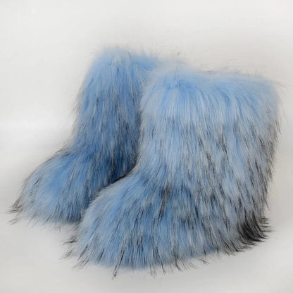 Women's Faux Fur Snow Boots – Fluffy Plush Warm Winter Footwear