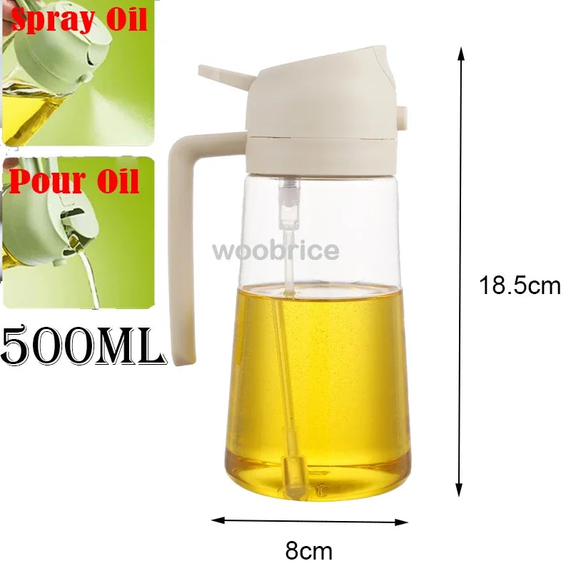 2-in-1 Oil Spray & Pour Bottle with Auto Lid – 500ml