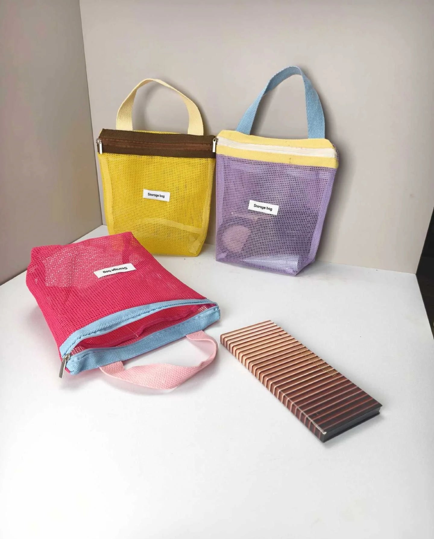 Mesh Tote Bag – Small Colorful Foldable Cosmetic Handbag