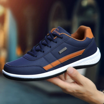 Men's Leather Casual Sneakers Breathable Non-Slip Shoes