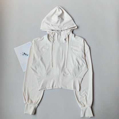 Women's Cropped Hooded Running Jacket – Zip-Up Activewear