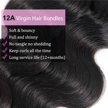 42 Inch Body Wave Human Hair Bundles Natural Black Brazilian Virgin Weave 12a Unprocessed Real