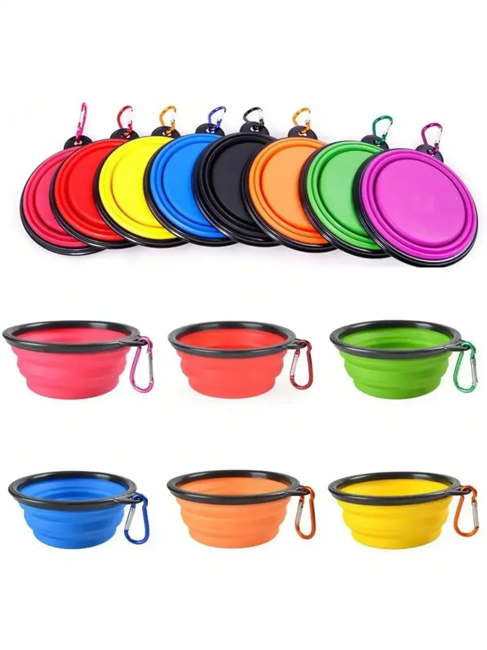Collapsible Silicone Pet Travel Bowl with Carabiner – Dog & Cat