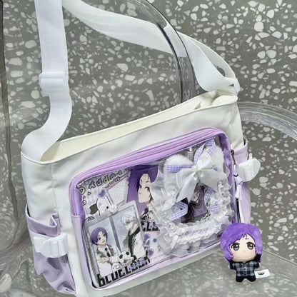 Anime Crossbody Bag with Transparent Postcard Display Window