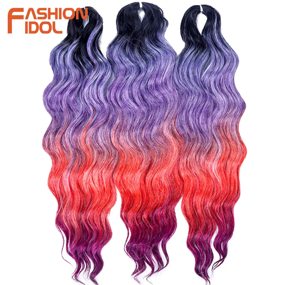 Anna 24 Inch Synthetic Hair Water Wave Braiding Extensions Ombre Blonde Deep Afro Curl Twist Crochet