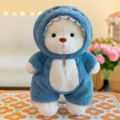 Kawaii Bear Plush Toy in Animal Costume Onesie – Soft Stuffed Doll