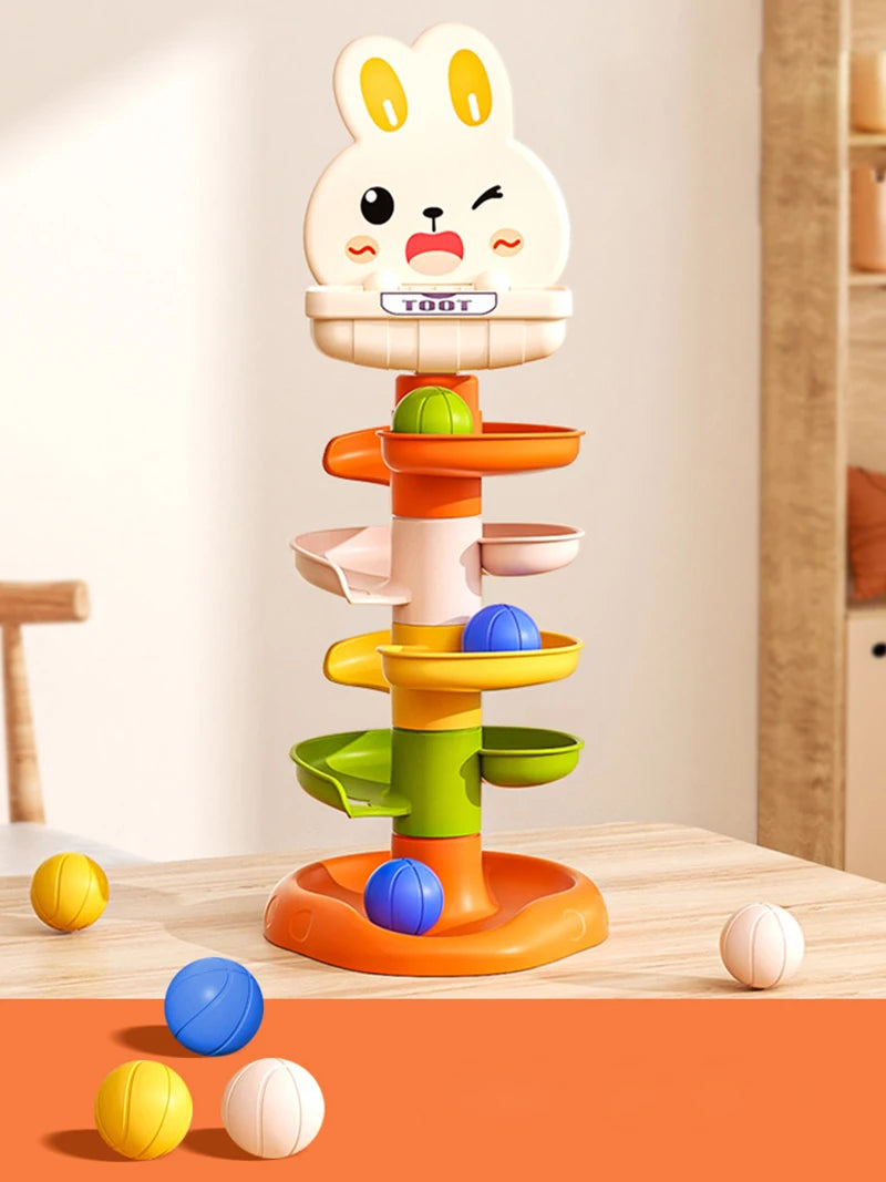 Montessori Rolling Ball Tower Baby Toy – Stacking Activity for Ages 1-3