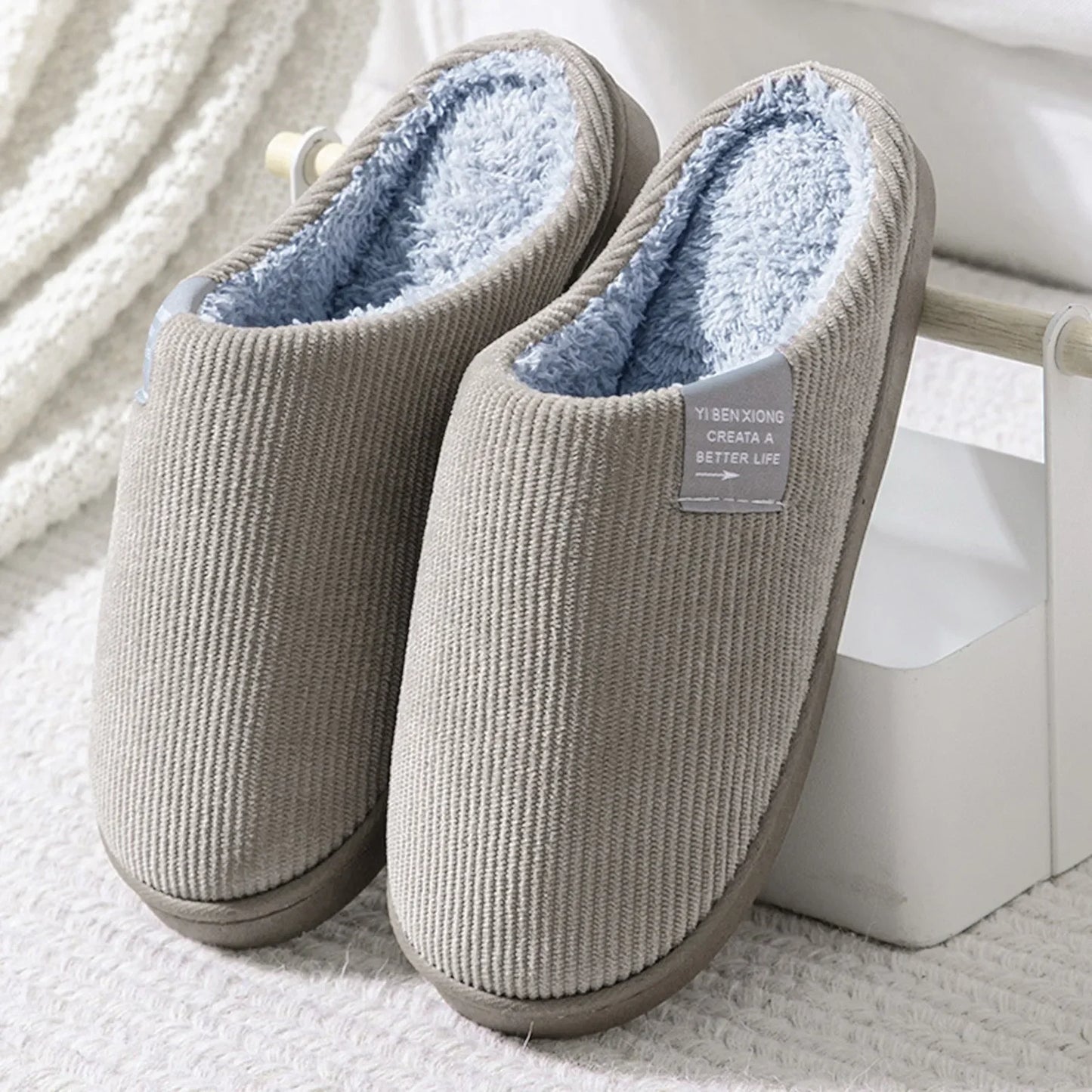 Plush Winter Home Slippers – Warm Anti-Slip Indoor Shoes for Men & Women