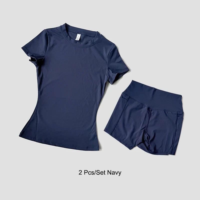 Women's Yoga Set – High-Waist Shorts & Sport Top Fitness Suit