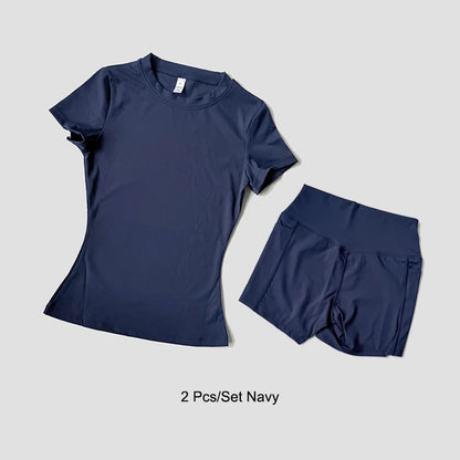 Women's Yoga Set – High-Waist Shorts & Sport Top Fitness Suit