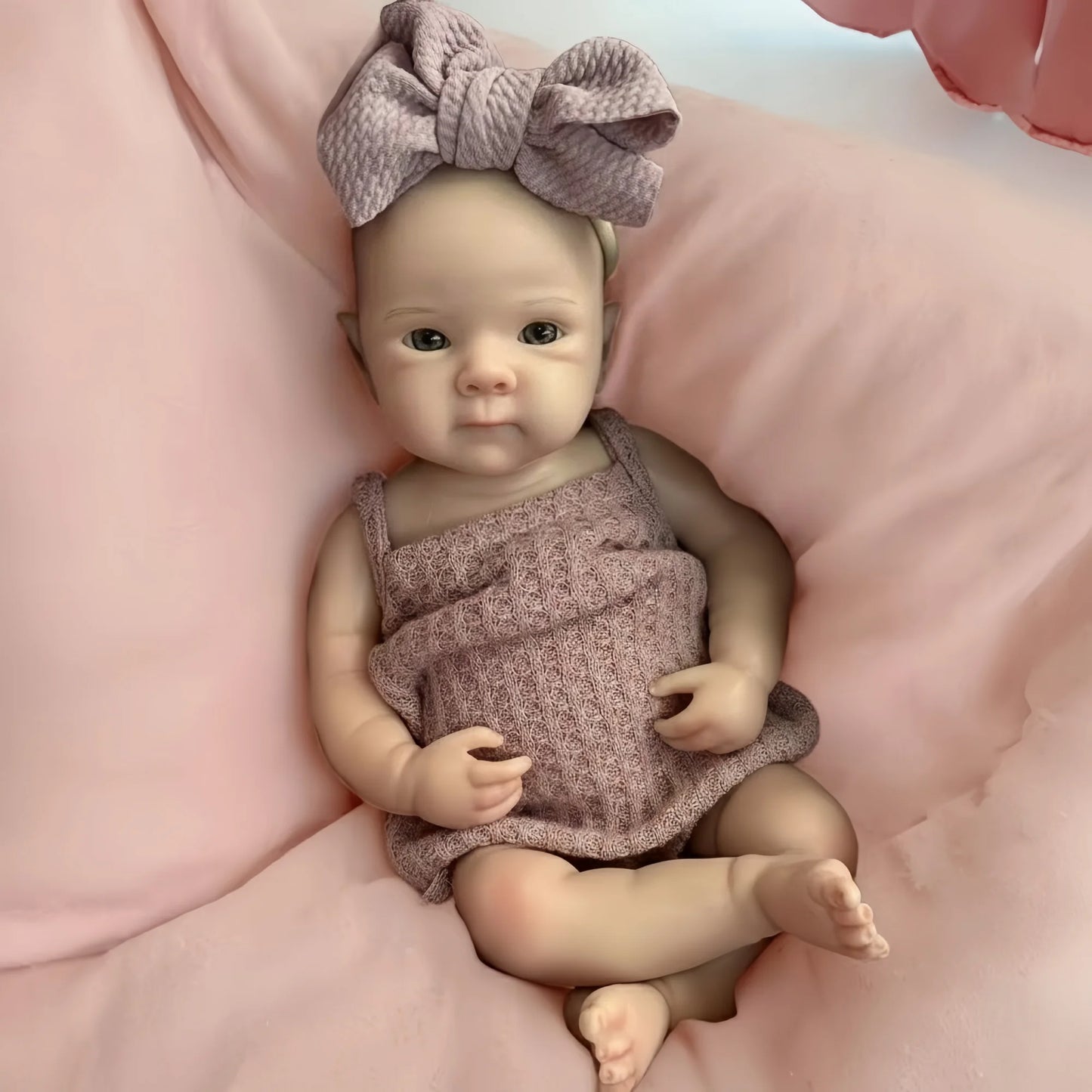 13-Inch Reborn Baby Girl Doll – Soft Silicone, Handmade with 2 Outfits