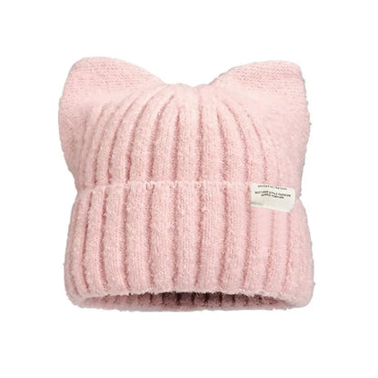 Cat Ear Beanie Hat – Women's Warm Knit Winter Cap