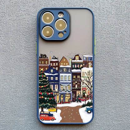 Rural Building Snow Scenery Phone Case Iphone 16 15 Pro Max Plus 14 13 12 Mini 11 Xs X Xr 7 8