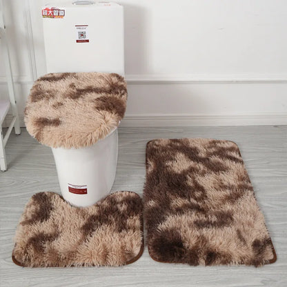Bathroom Rug Set 3-Piece – Fluffy Bath Mat, Contour Mat & Toilet Seat Cover
