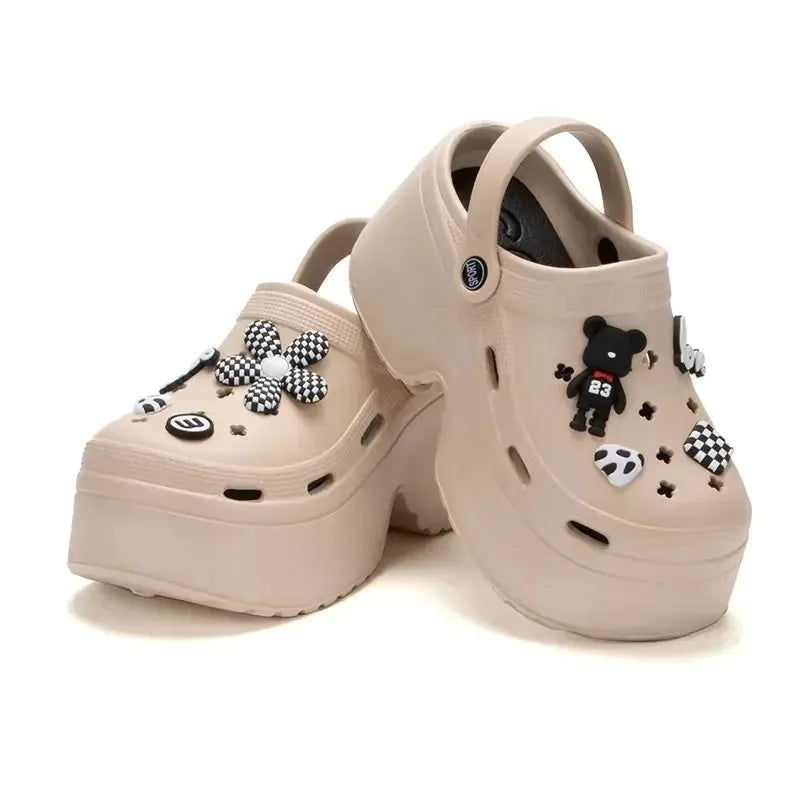 Women's Chunky Platform Clogs – Closed Toe Garden Shoes