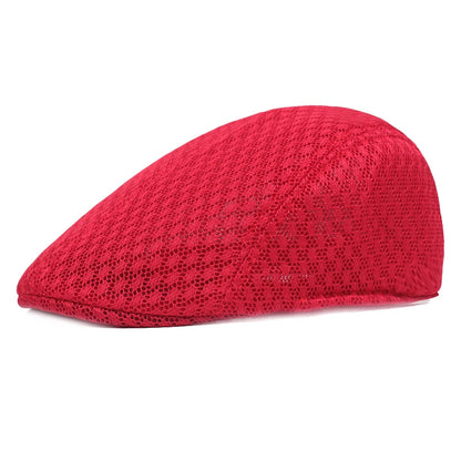 Mesh Beret Flat Cap – Unisex Breathable Newsboy Hat