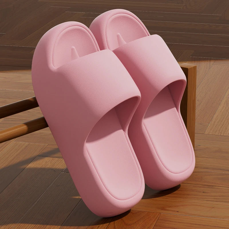Unisex Non Slip Bathroom Home Slippers Soft Sole Eva Pillow Slides Summer Flat Beach Sandals Woman