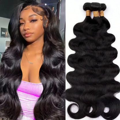 42 Inch Body Wave Human Hair Bundles Natural Black Brazilian Virgin Weave 12a Unprocessed Real