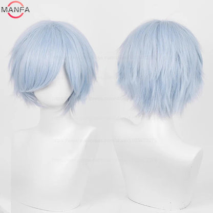Anime 30cm Short Straight Cosplay Wig Black White Green Brown Purple Blue Gray Red Gold Man Women