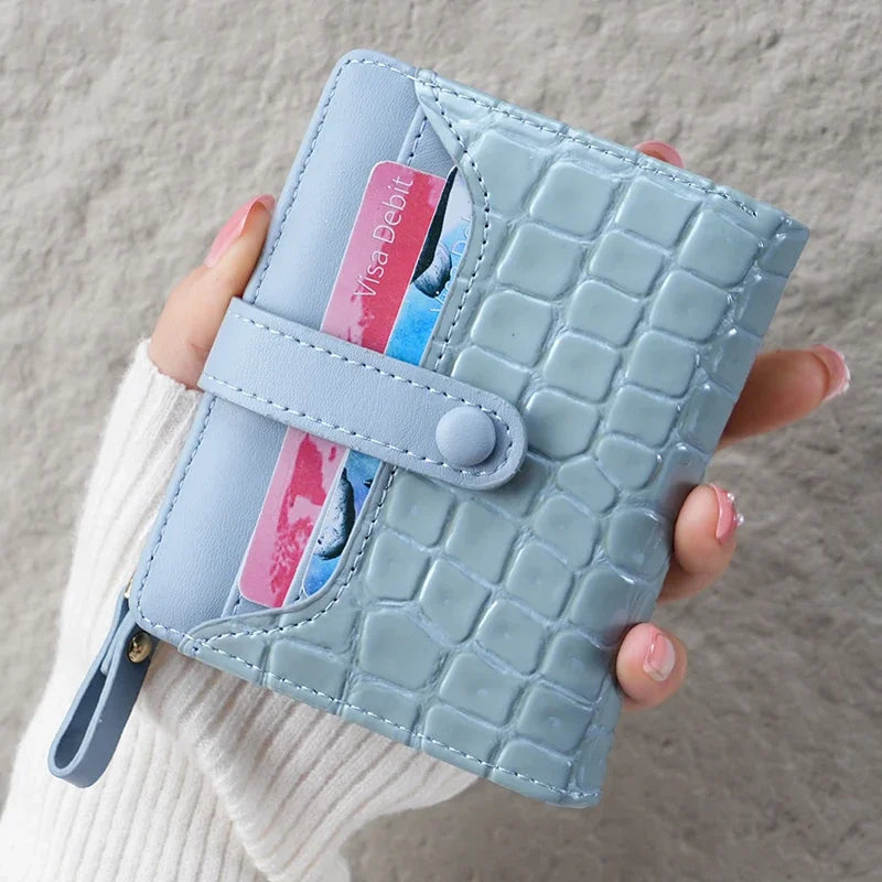 Crocodile Print Mini Wallet – Women's Card Holder Clutch Coin Purse