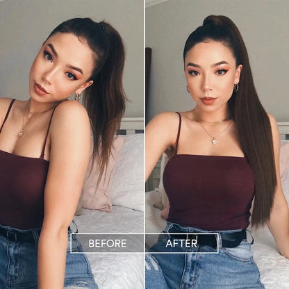 Wrap Around Ponytail Extension – Long Straight Synthetic Clip-In
