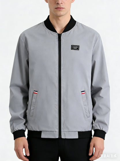 Men's Casual Zip-Up Jacket – Lightweight Windproof Coat