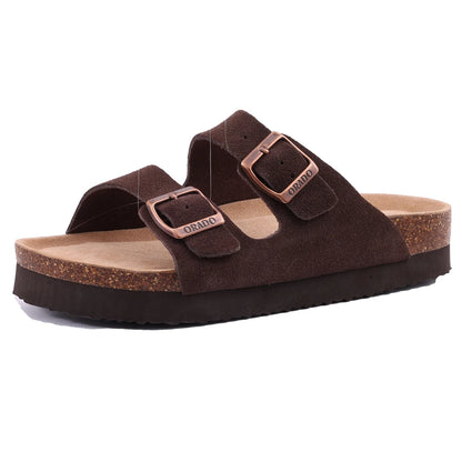 Suede Mule Clogs – Women's Arch Support Cork Outdoor Slippers
