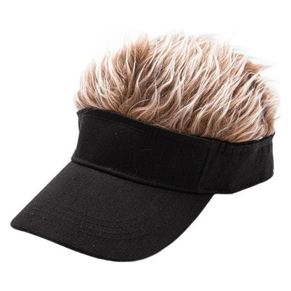 Faux Hair Sun Visor Cap – Unisex Adjustable Baseball Hat with Wig