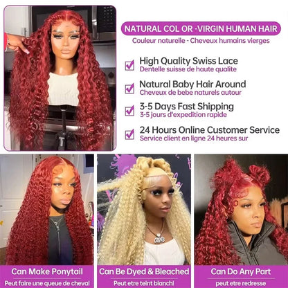 Burgundy HD Lace Front Wig - 99J Curly Human Hair