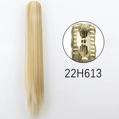 Synthetic Long Straight Claw Clip Ponytail Hair Extensions 24inch Heat Resistant Pony Tail Piece