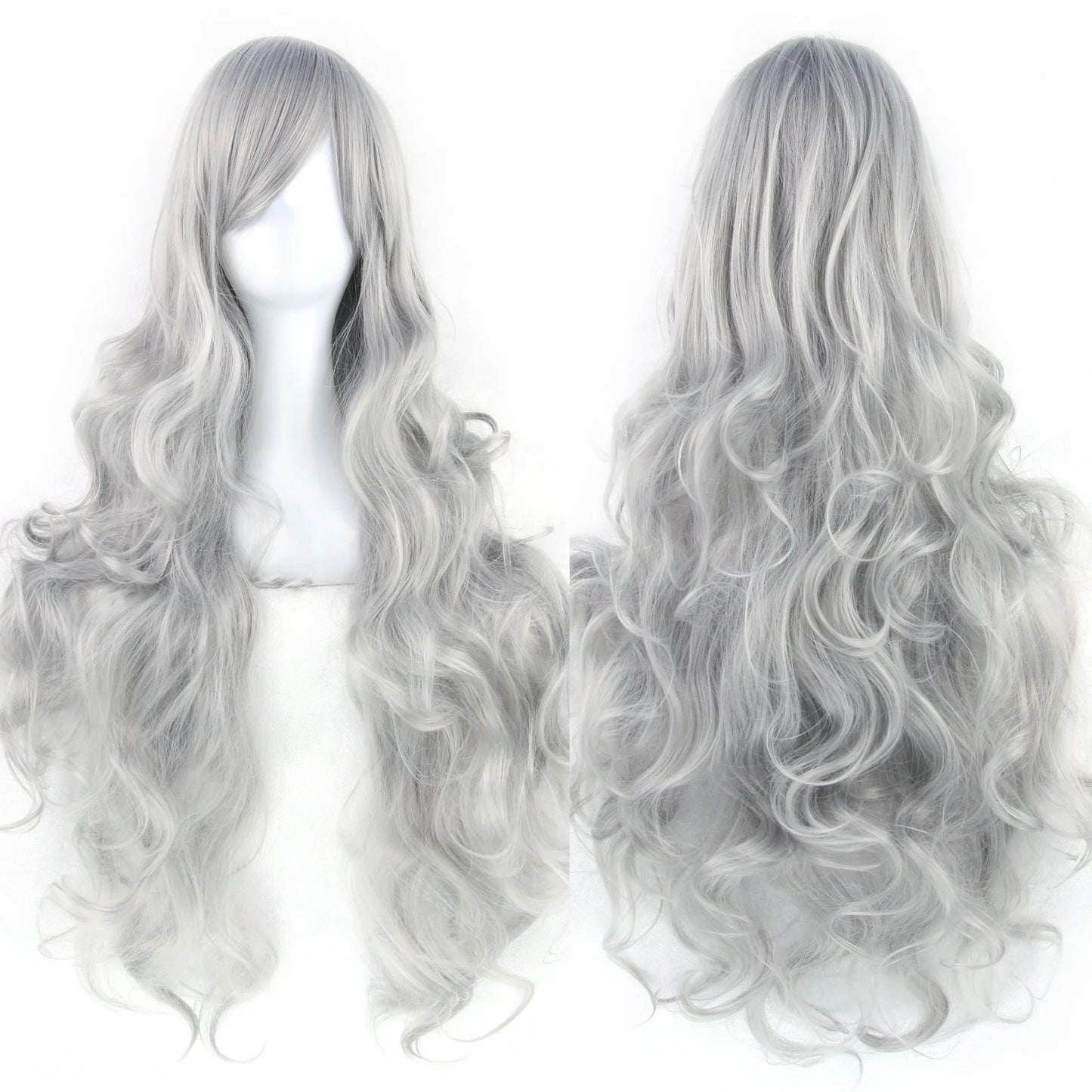 Soowee Curly Long Synthetic Hair Green Wig Hairpiece Pink Black Party Cosplay Wigs Women