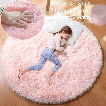 Fluffy Round Shag Rug for Kids Girls Bedroom & Nursery