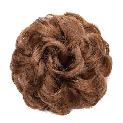 Synthetic Messy Bun Chignon Donut Hair Pad Elastic Rope Rubber Band Black Brown Blonde Hairpiece