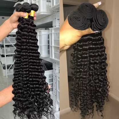 Burmese Raw Curly Human Hair Bundles Deep Wave 3 4 Women 30 Inch Sew Quickly Weave Remy Virgin