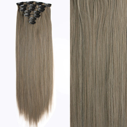 Clip-In Hair Extensions 7pcs 16 Clips Wavy Synthetic 24 Inch