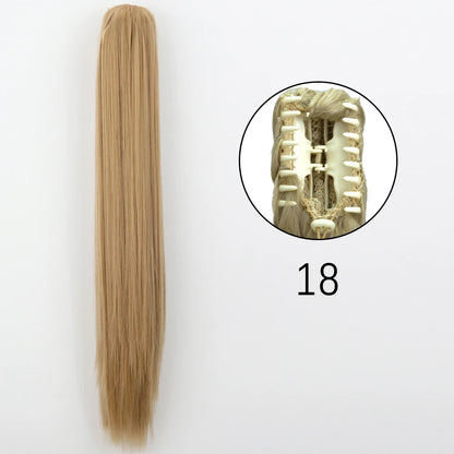 Synthetic Long Straight Claw Clip Ponytail Hair Extensions 24inch Heat Resistant Pony Tail Piece