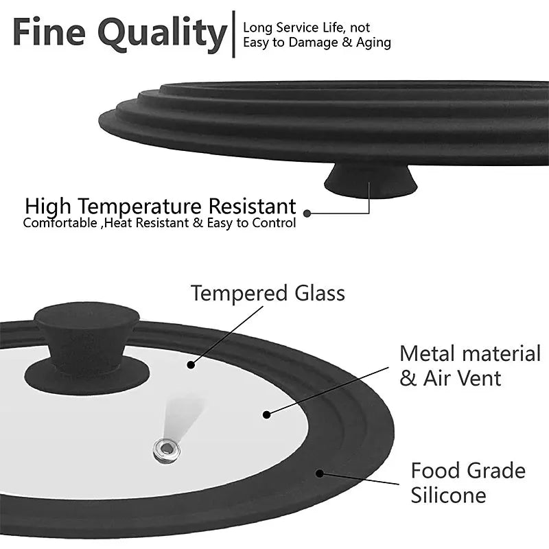 Universal Tempered Glass Lid for Pots & Pans – Multi-Size