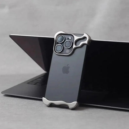 Irregular Metal Bumper Phone Case Iphone Air 13 14 15 16 17 18 Pro Max Plus Lens Film Protect Bare