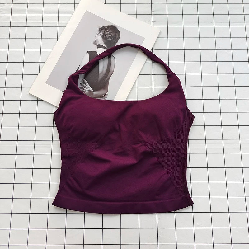 Women's Halter Neck Sports Bra Crop Top with Padding
